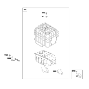 Exhaust Group Diagram and Parts List for 13R232-0039-H5 100000 - 19Z999 Briggs and Stratton Engine